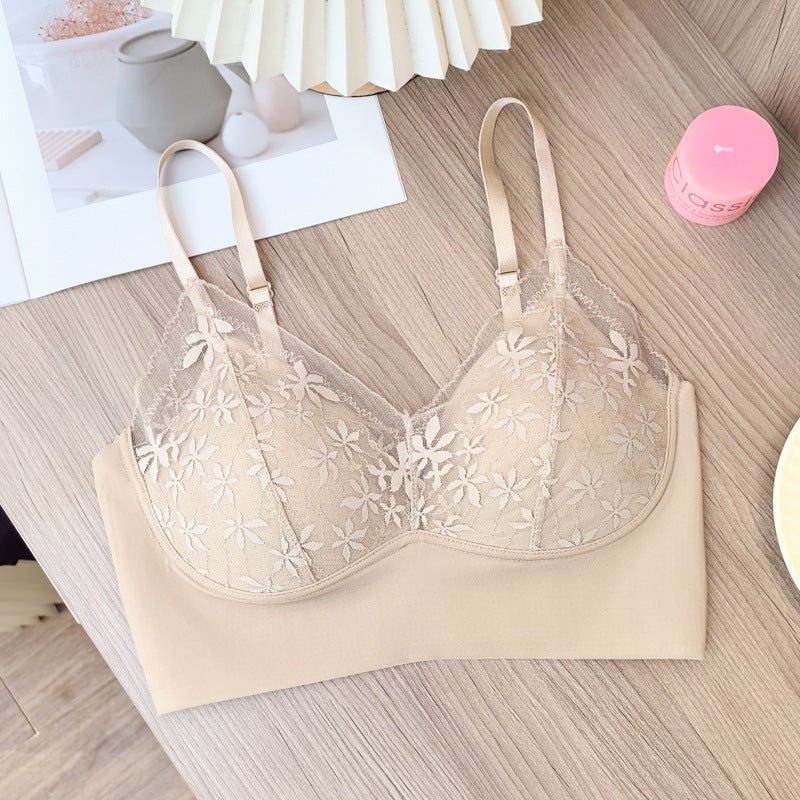 Thin seamless Beautiful Back Fixed Cup Ice Silk Padded Bra