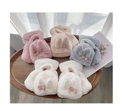 Autumn and Winter Double-Layer Plush Half-Finger Velvet Thickened Gloves