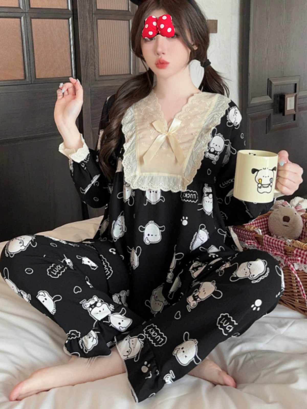 Ladies Long Sleeve Loungewear Floral Pajamas Set