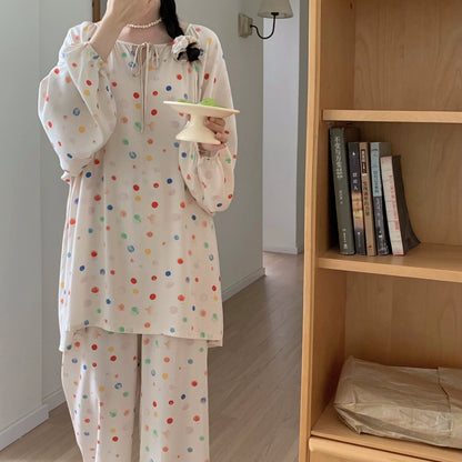 Versatile All Seasons Plus-Size Comfortable Cotton Silk Pajama Suit For Women