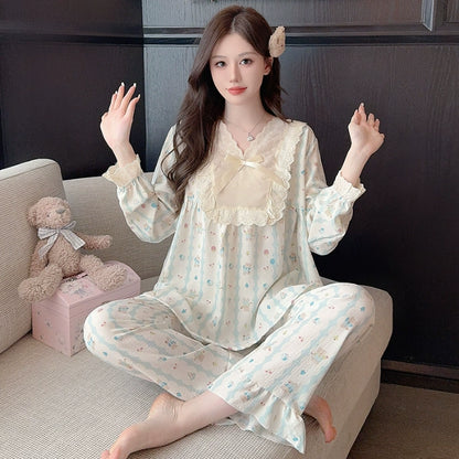 Ladies Long Sleeve Loungewear Floral Pajamas Set