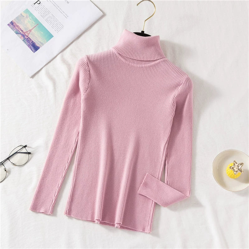 Women's Winter knitted Base Thickened Turtleneck Sweater Inner Layer Slim Cropped Top