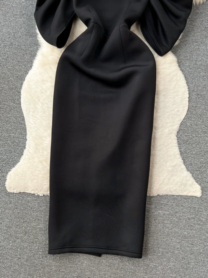 Modern Maven Sleek Dress with Long Skirt and Chic Design