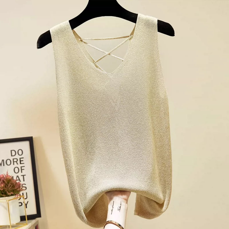 Women's Ice silk summer Friendly sleeveless knitted top