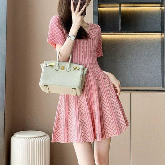Bellflower Pattern short-sleeved V-neck thin Comfortable Dress