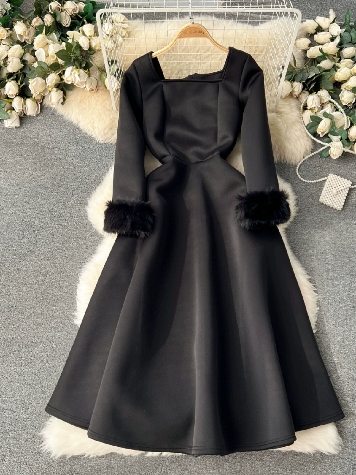 Elegant High-End Long Dress for Girls' Day and Parties with Delicate Waist and Hair Patchwork