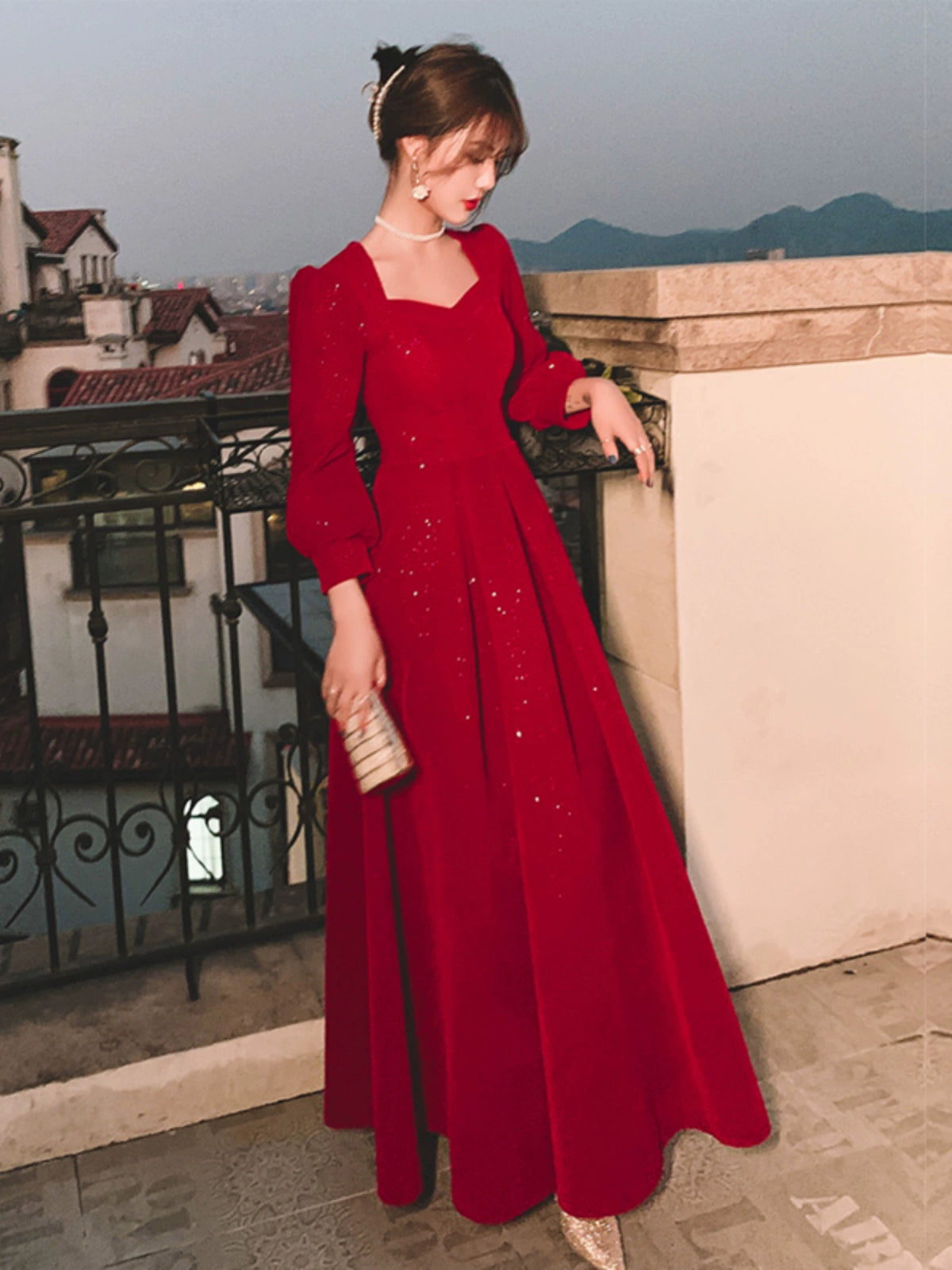 High-Quality Temperament Red Spring Dress for Bridal Returns and Occasions