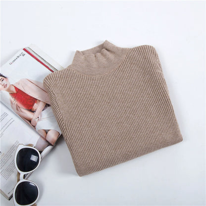 Half-High Collar Thin Elastic Bottoming Long-Sleeved knit Tops For Autumn And Winter