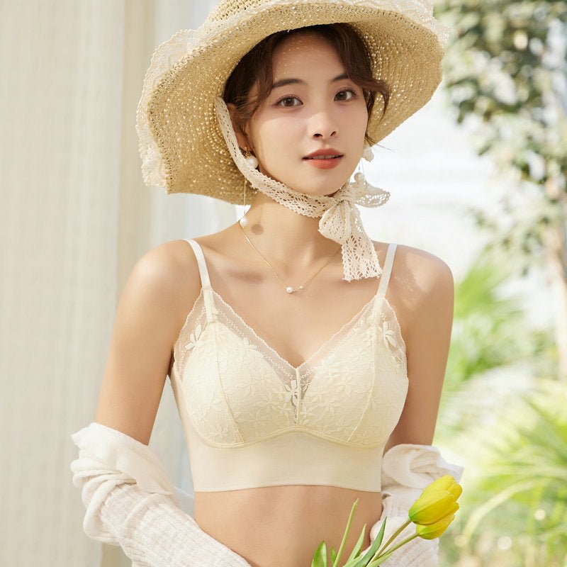 Thin seamless Beautiful Back Fixed Cup Ice Silk Padded Bra