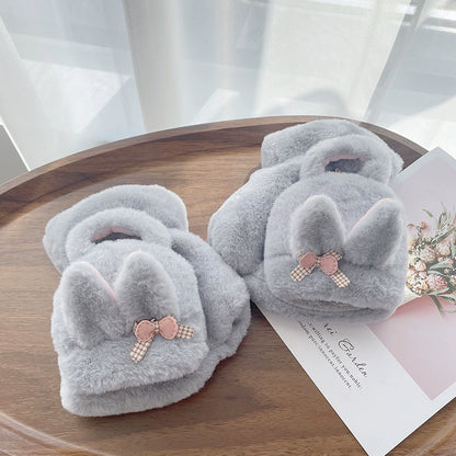 Autumn and Winter Double-Layer Plush Half-Finger Velvet Thickened Gloves