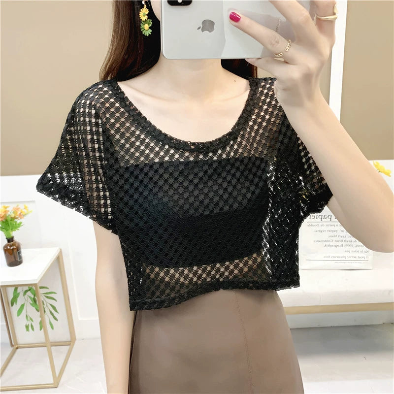 Super Fairy hollow Women's Summer thin hedging suspender tops