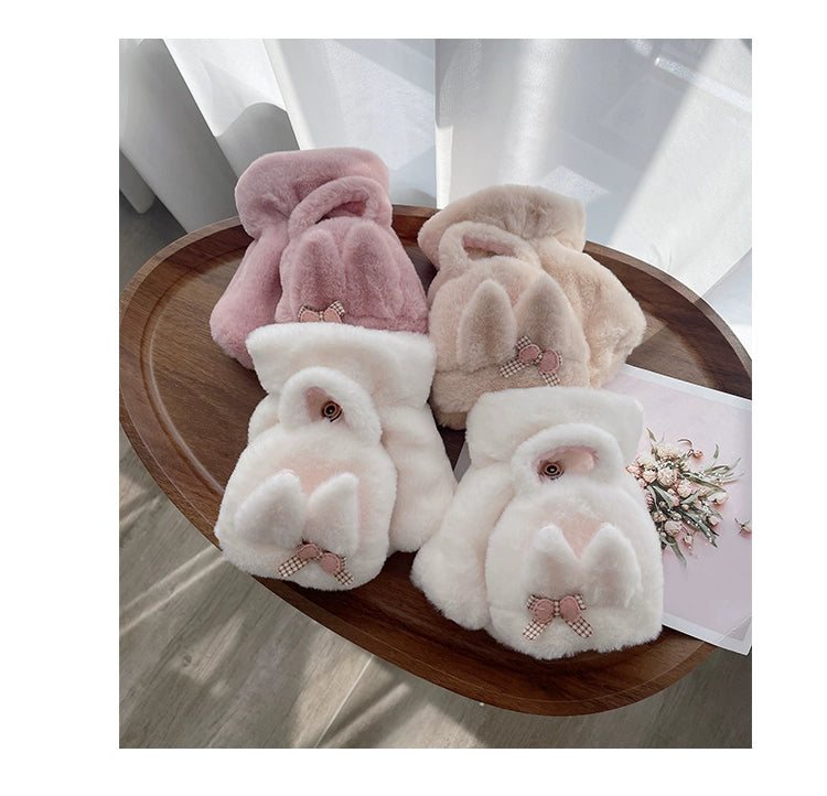 Autumn and Winter Double-Layer Plush Half-Finger Velvet Thickened Gloves