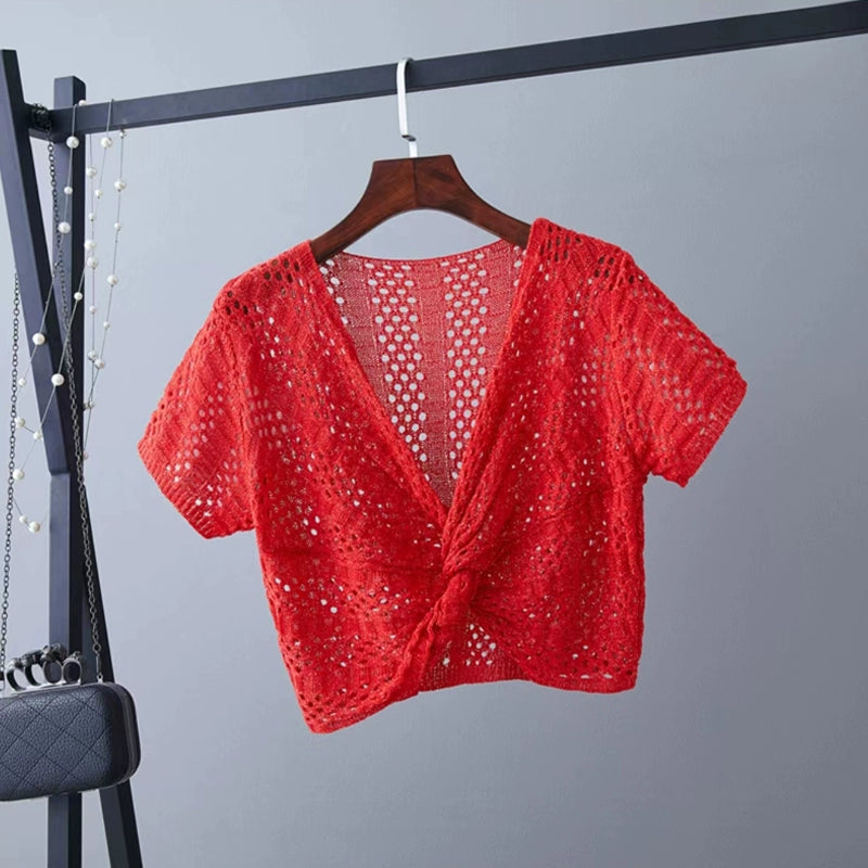 With a sundress cut-out blouse, a new summer ice silk mesh tops