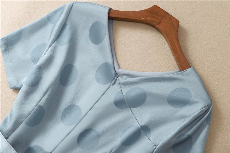 Luxury Mid-Length Polka Dot Cut-Out Tencel Design Dress