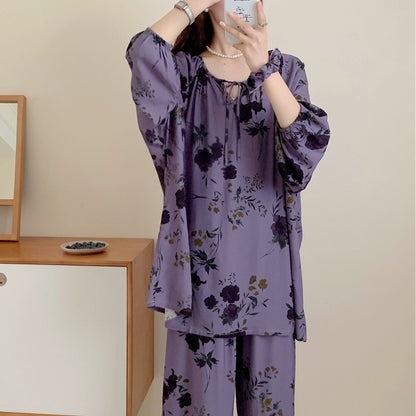 Versatile All Seasons Plus-Size Comfortable Cotton Silk Pajama Suit For Women