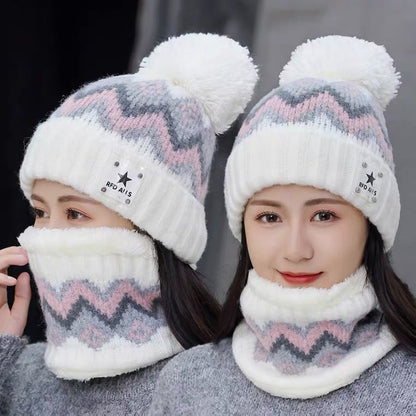 Women's Autumn And Winter Korean Version Ear Protection Wool Thickened Velvet Warm Knit Hat