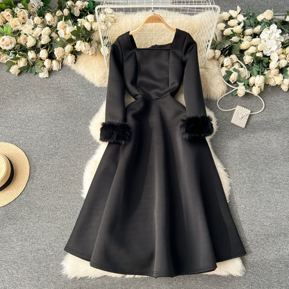 Elegant High-End Long Dress for Girls' Day and Parties with Delicate Waist and Hair Patchwork