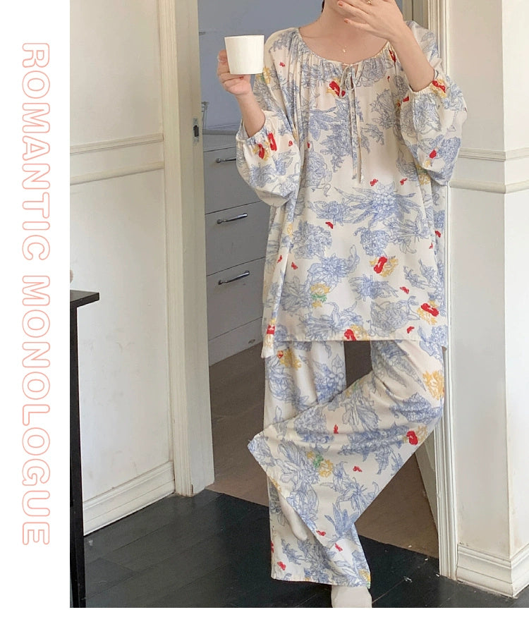 Versatile All Seasons Plus-Size Comfortable Cotton Silk Pajama Suit For Women