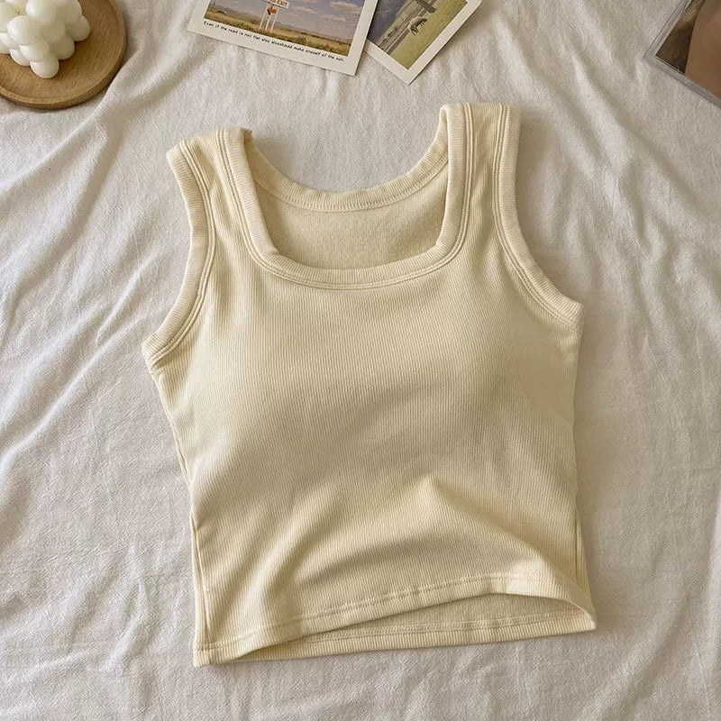 High Elastic Yoga Camisole Top With Built-in Bra For Women