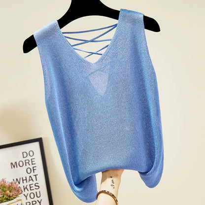 Women's Ice silk summer Friendly sleeveless knitted top