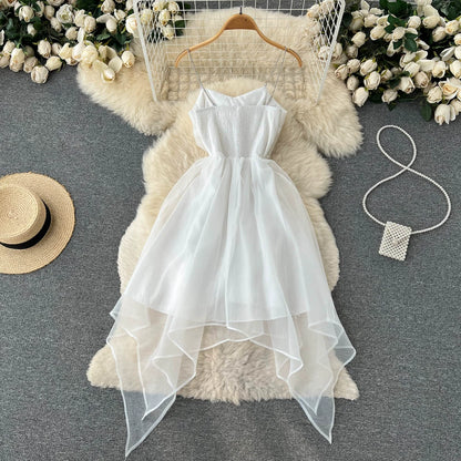 Stylish Cinched Waist Bandeau Dress with Playful Pleats