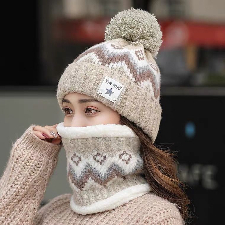 Women's Autumn And Winter Korean Version Ear Protection Wool Thickened Velvet Warm Knit Hat