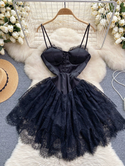 Luxury Niched Celebrity-Inspired Lace Bandeau Dress For Party