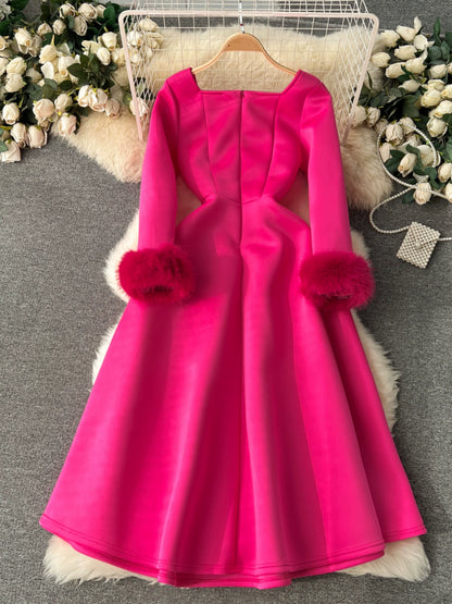 Elegant High-End Long Dress for Girls' Day and Parties with Delicate Waist and Hair Patchwork