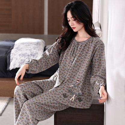 High-End Comfortable and Loose Cotton Loungewear Set for Spring & Autumn