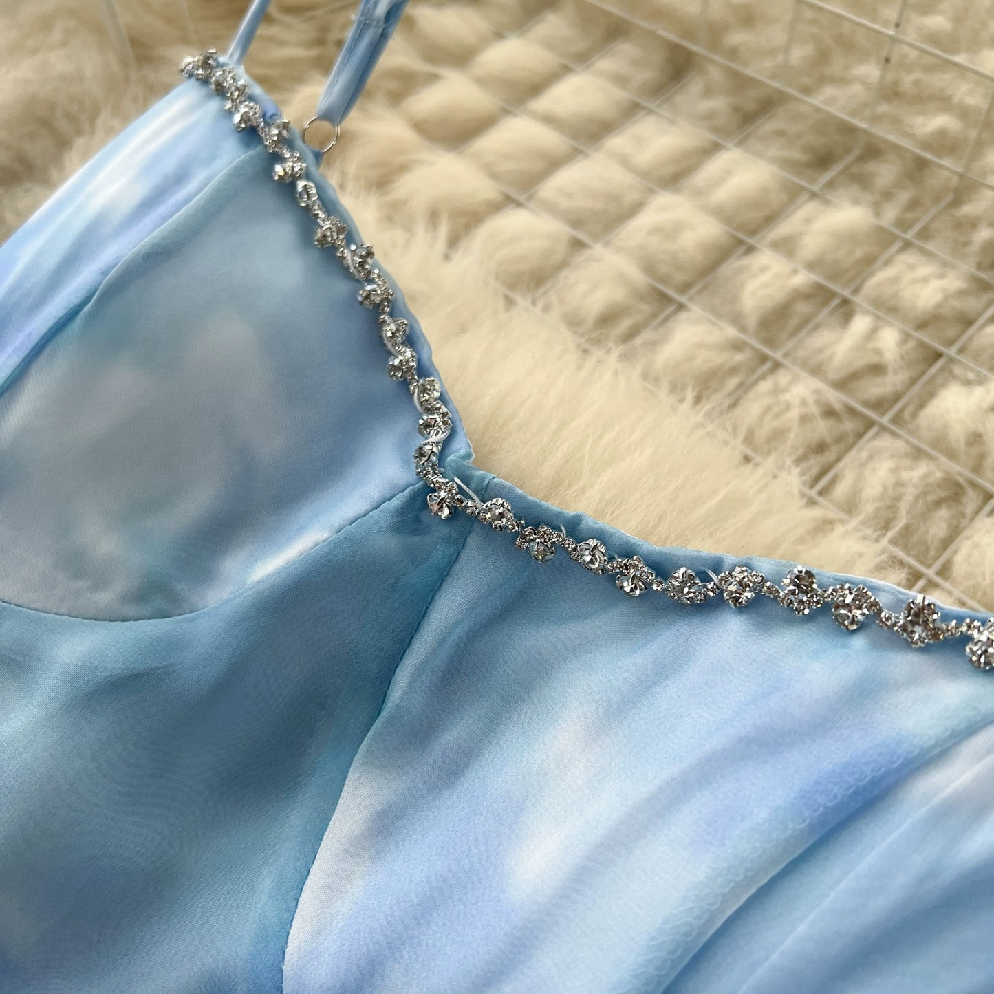 Super Fairy Bandeau Diamond Sleeveless Waist Ruffle Dress