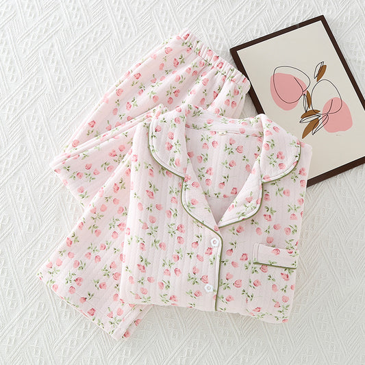 Cloud-Soft Comfort Cotton Thickened Padded Warm Lapel Pajamas for Cozy Winters