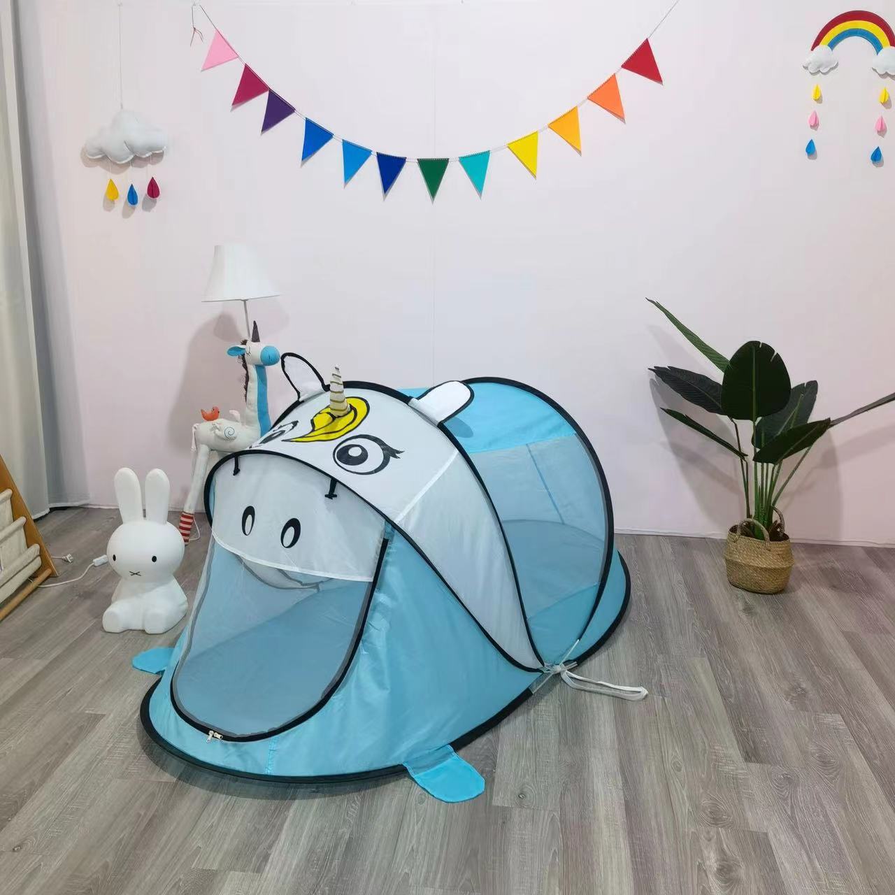 Kids Indoor Dollhouse Tiger Dinosaur Cartoon Foldable Tent