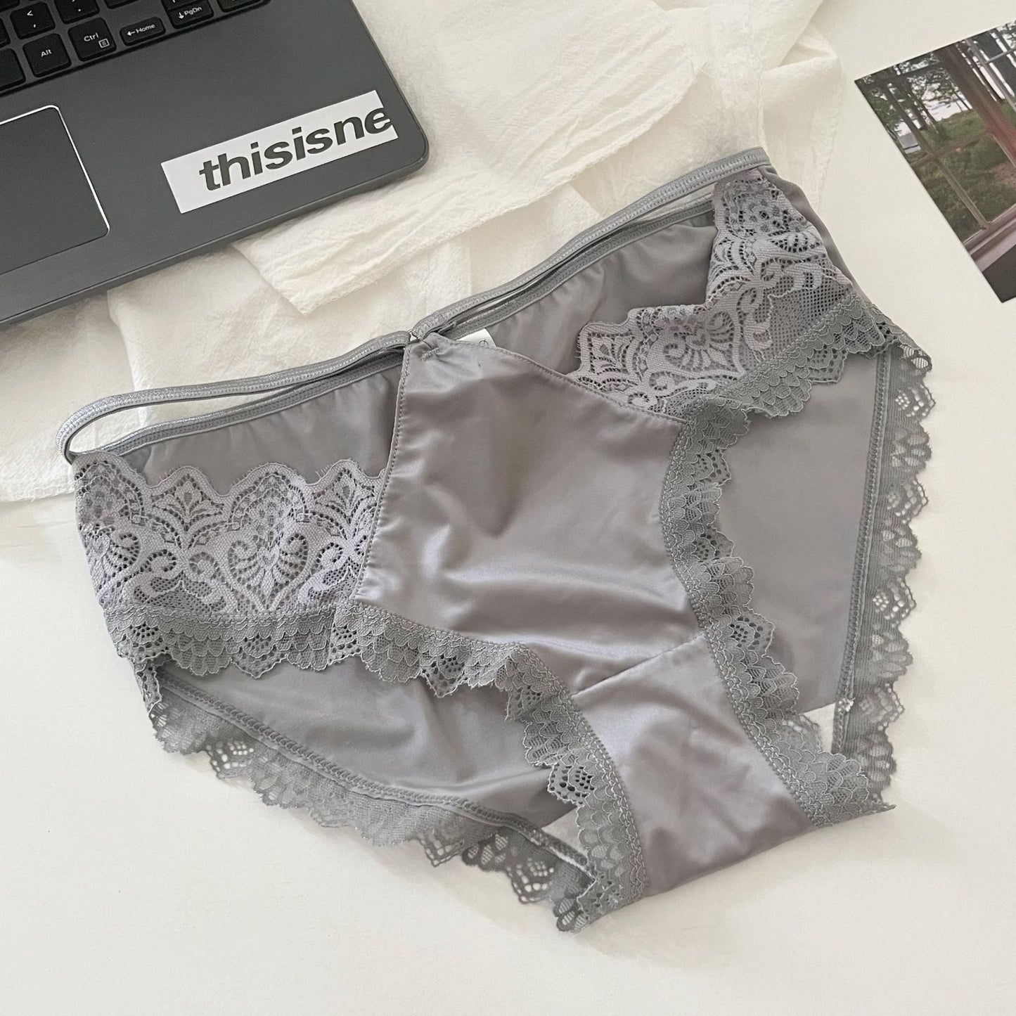 French Style Satin Lace Seamless Comfortable Panties