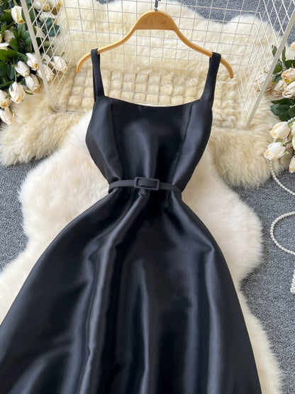Glamorous Fluffy Long Suspender Party Dress for a Fancy Summer Night