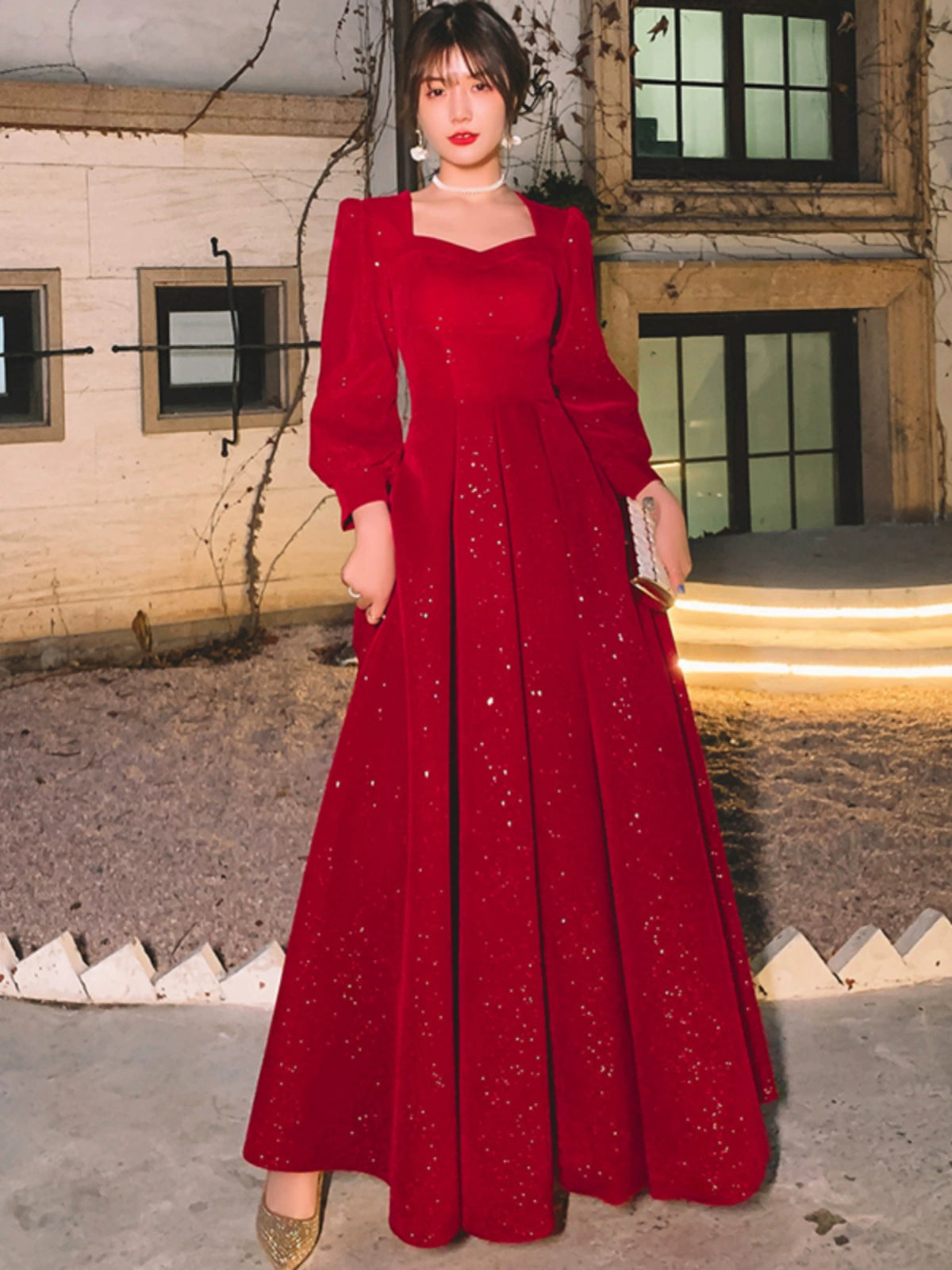 High-Quality Temperament Red Spring Dress for Bridal Returns and Occasions