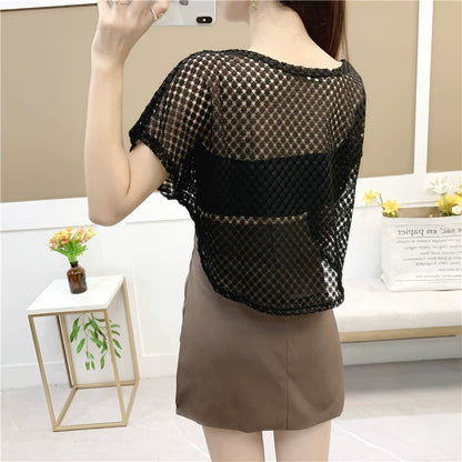 Super Fairy hollow Women's Summer thin hedging suspender tops