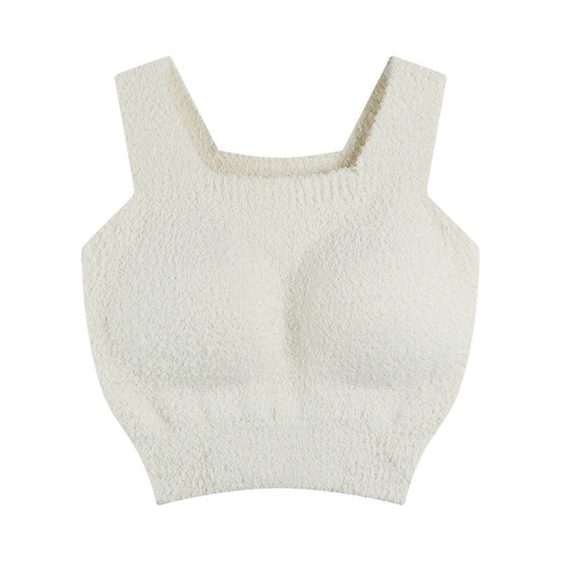 Women's Autumn And Winter With Chest Pad Thickened Short Lamb Fleece Camisole Top