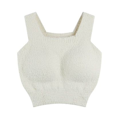 Women's Autumn And Winter With Chest Pad Thickened Short Lamb Fleece Camisole Top