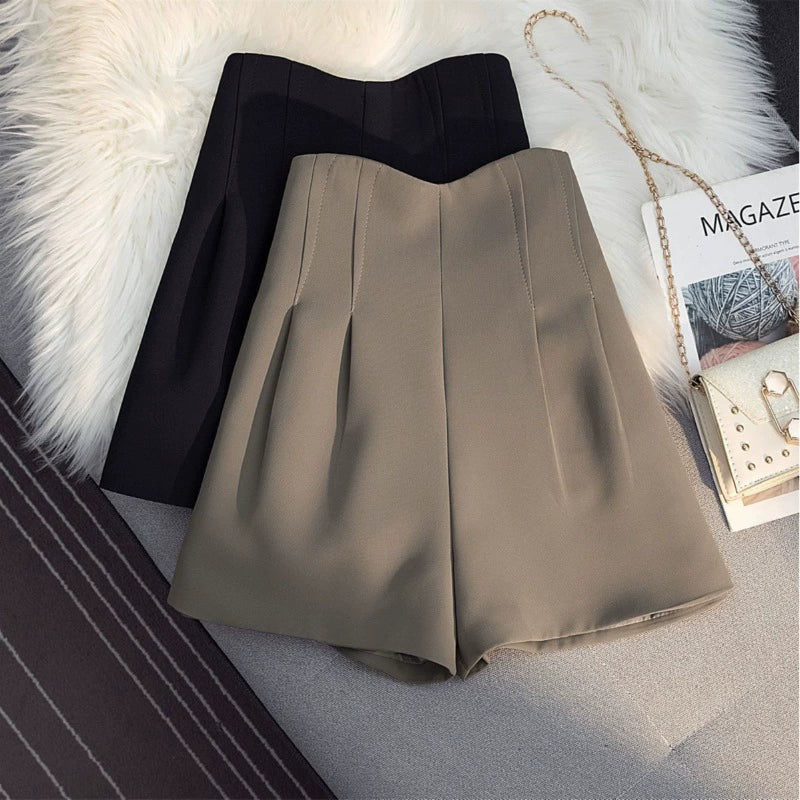 Tailored Autumn Elegant A-Line Wide-Leg Shorts For Women