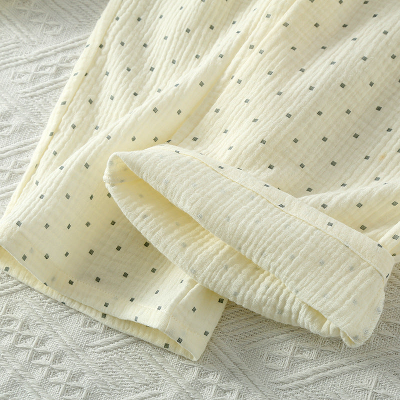 Cozy Cotton Crepe Elastic Collar Sleepwear Set