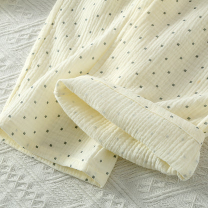 Cozy Cotton Crepe Elastic Collar Sleepwear Set