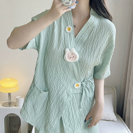 kimono Style women's summer short-sleeved loungewear two-piece suit