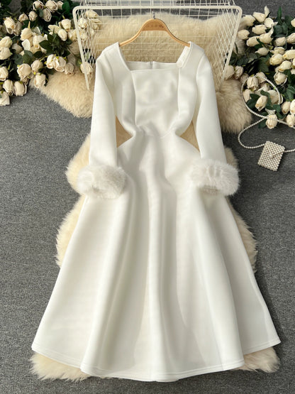 Elegant High-End Long Dress for Girls' Day and Parties with Delicate Waist and Hair Patchwork