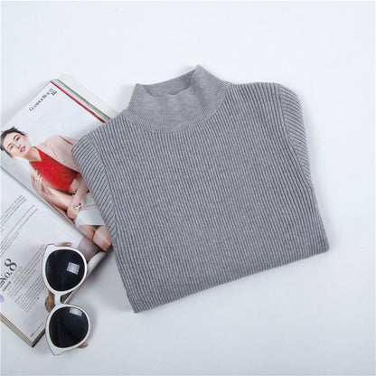 Half-High Collar Thin Elastic Bottoming Long-Sleeved knit Tops For Autumn And Winter