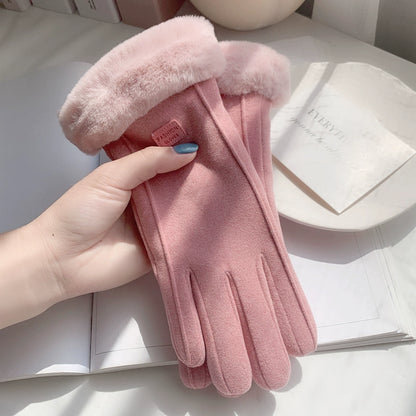 Women's Warm and Cold-Proof Cashmere Wool Gloves With Five-Finger Touch Screen