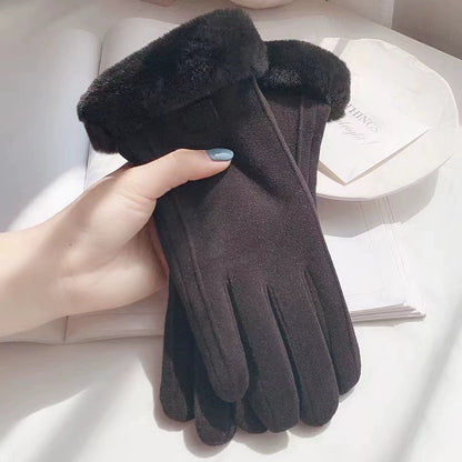 Women's Warm and Cold-Proof Cashmere Wool Gloves With Five-Finger Touch Screen