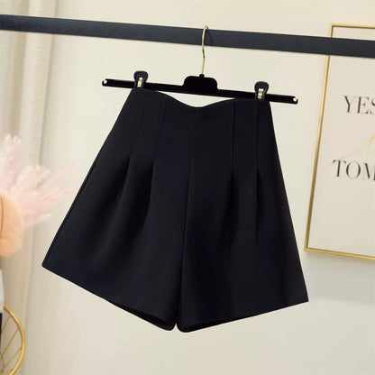 Tailored Autumn Elegant A-Line Wide-Leg Shorts For Women