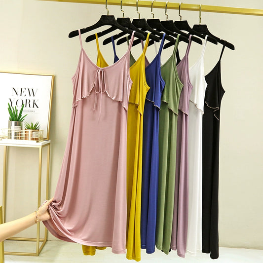 Summer Comfortable suspender long skirt Korean style plus size homewear