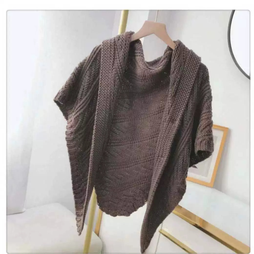 Women's Knitted Triangular Scarf Cape Shawl For Autumn And Winter