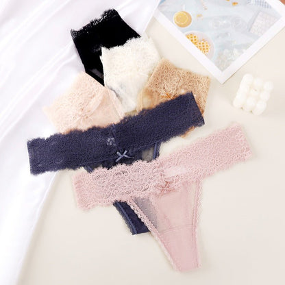 Women's Lace Seamless Solid Color Breathable Premium Thong Panties